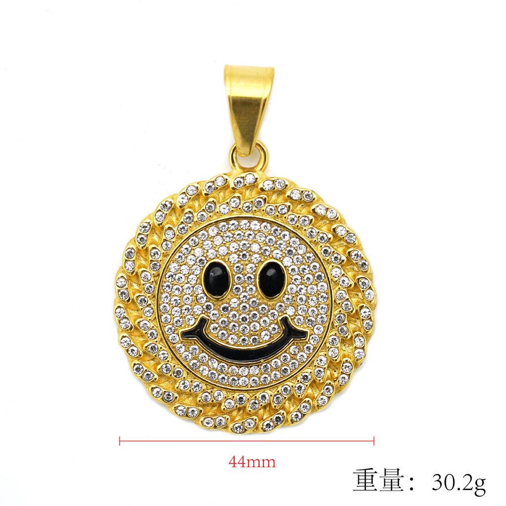 New Fashionable Light Luxury Sunny Smiley Round Brand Hip-hop Cool Pendant Necklace Pendant