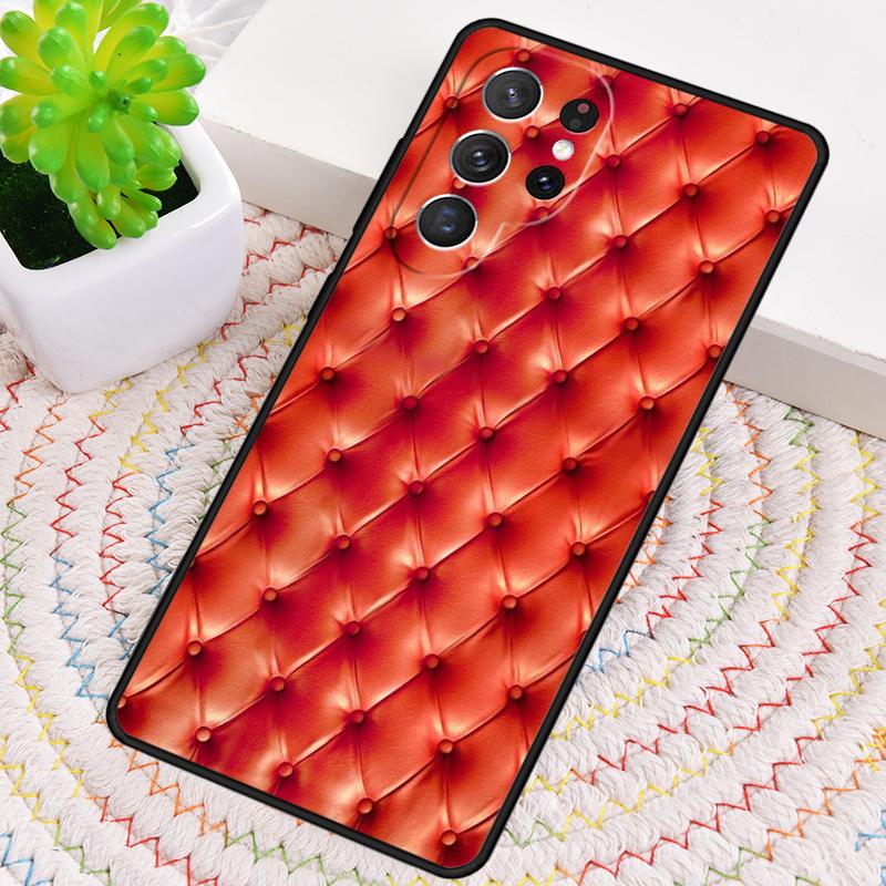 Red Leather Pattern design Phone Case For Samsung Galaxy note 10 pro S26 S25 S24 S23 S22 Ultra Plus S21 FE S20 Shockproof Cover