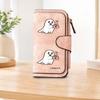 Cute Ghost Pattern Coffee Color Long Zipper Wallet Large Capacity Card Holder Unisex Clutch Bag Fashionable Zipper Coin Purse Perfect for Daily
