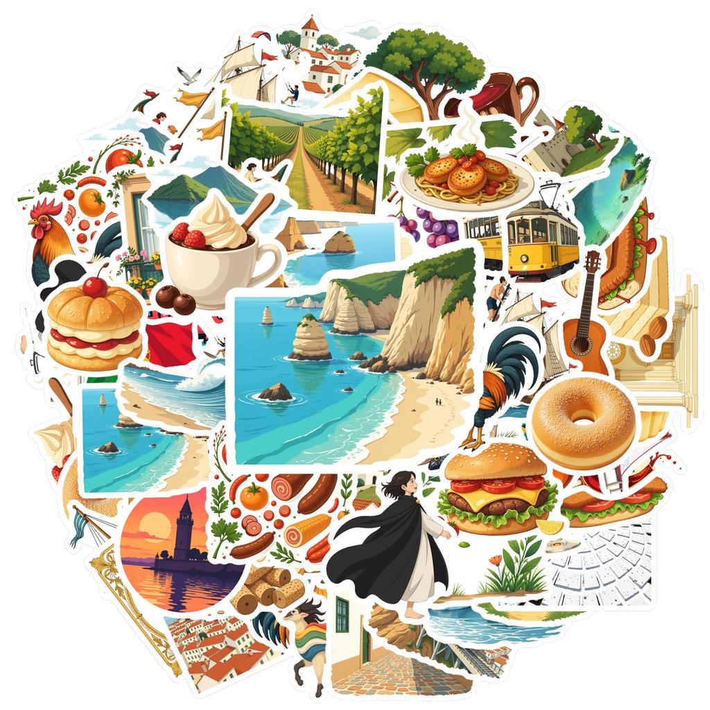 35-100pcs Portugal Landmark Stickers Travel landmarks Cultural Scrapbook Stationery Sticker For Luggage Suitcase Graffiti Decals