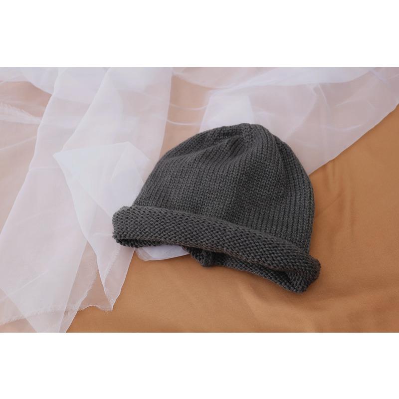 Autumn and Winter Japanese Wool Hats for Women Korean Style Trendy Solid Color Ear Protection Hat Curled Edge Pile Hat Warm Knitted Cold Hat