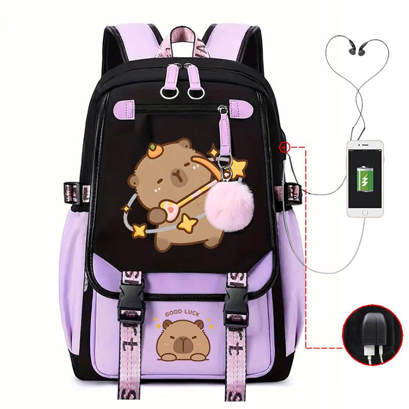 Campus Universal School Bag Kapibara Personality Trend USB Multifunctional Backpack Student New