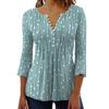 2025 Autumn European & American V-neck Print Long Sleeve Women's Blouse