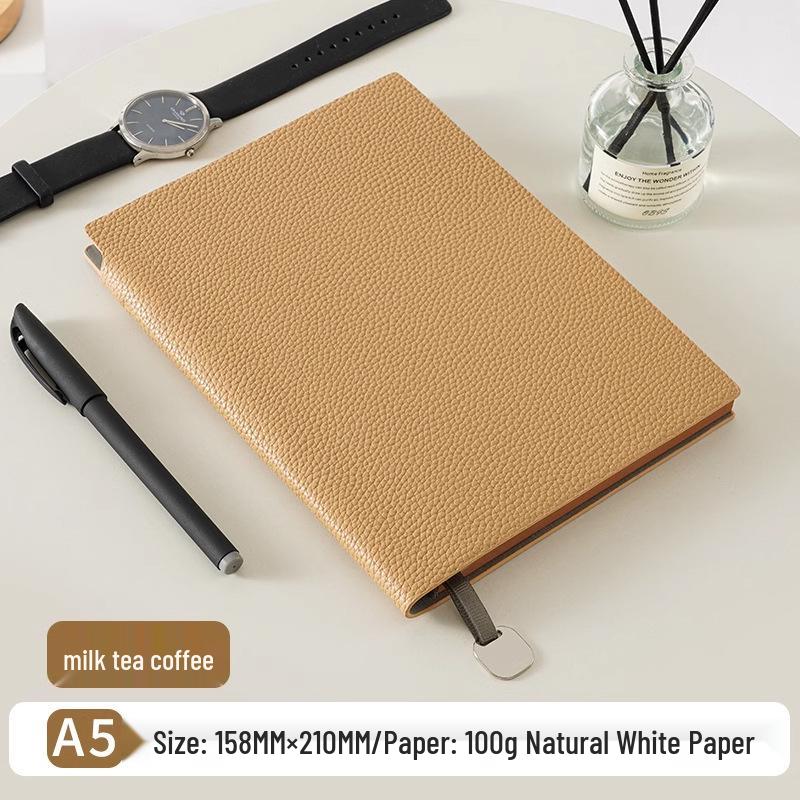 New Lychee Grain A5 Faux Leather Business Notebook Set, Thick Soft Cover, Practical for Everyday Use