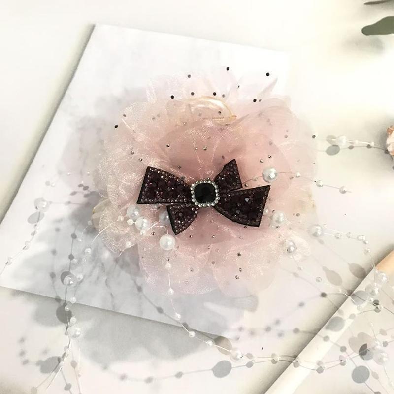 Elegante Netz Pfingstrose Blume Schleife Quaste Haarspange Frauen Pferdeschwanz Haarnadel Kopfschmuck Accessoires