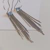Golden Silver Tassel Drop Earrings for Women Long Linear Statement Party Jewelry Gift