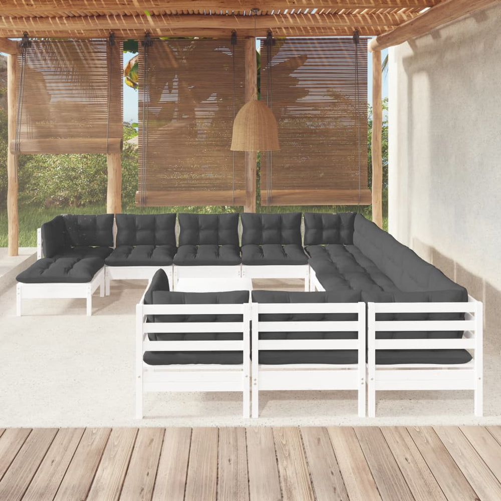 Salon de jardin 13 pcs avec coussins  bois de pin