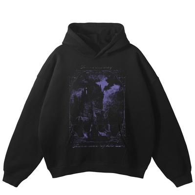 Sudadera unisex con capucha y estampado de castillo misterioso de talla grande