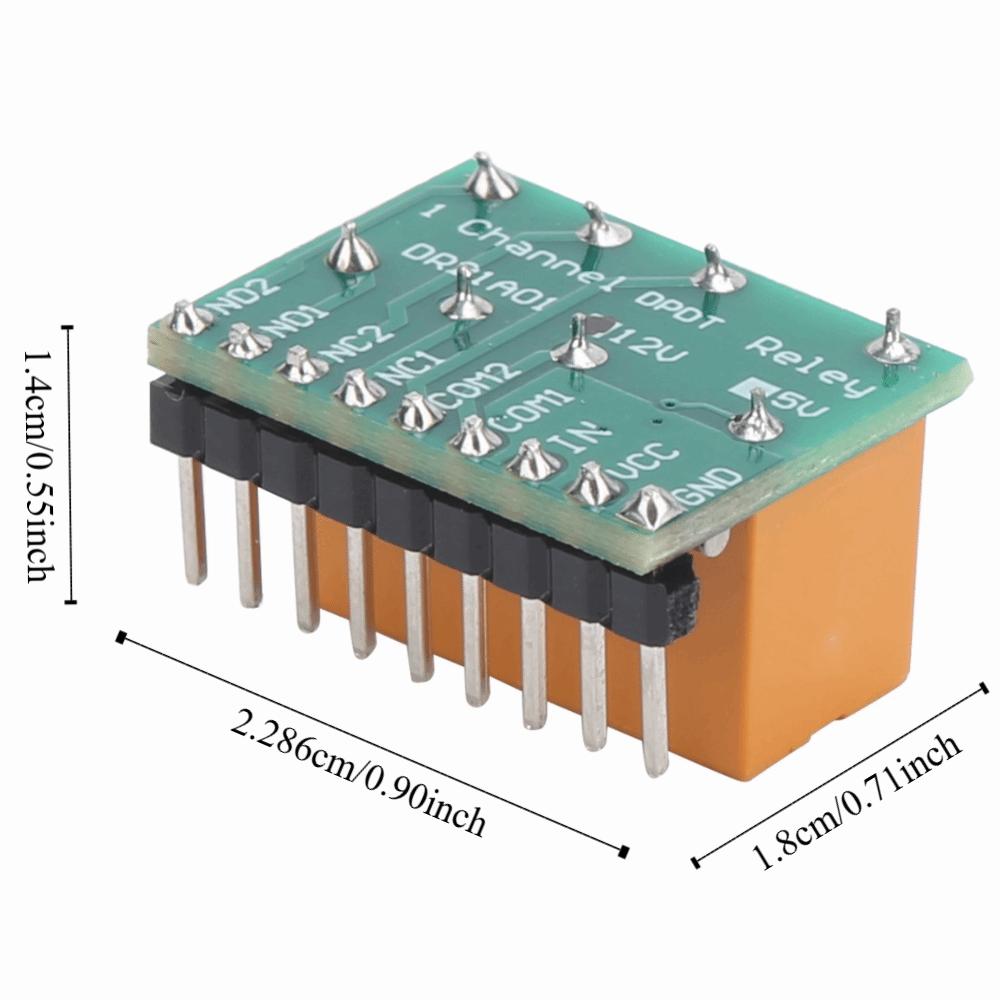 DR21A01 Double‑Pole Double‑Throw Relay Module DPDT DC 5V/12V DPDT Relay Module Ultra Small Relay Module Industrial Control