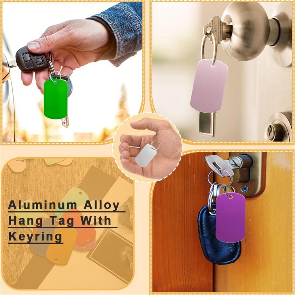 BHBL 50 Pack Aluminum Tag Blanks Engraving Blank Metal Tags with Hanging Hole Pet ID Double Sided Stamping Engraving Tags
