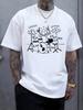 Men'S Top Featuring a  Illustration, Casual Short-Sleeve Round-Neck T-Shirt, Suitable for Summer And Spring, Ideal for Outdoor Activities.
