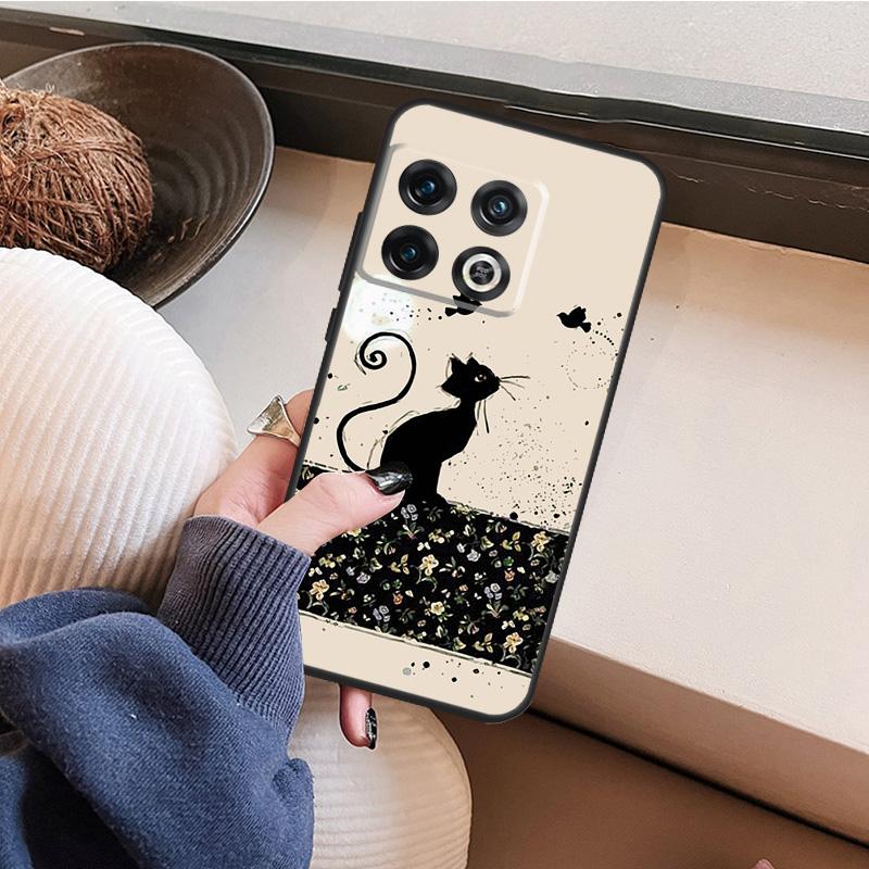 BLACK CUTE KITTY Case For OnePlus 10T 10R 8T 12R 13R 13s 13 12 11 9 10 Pro Nord 5 CE 2 3 4 Lite N20 N30 Cover