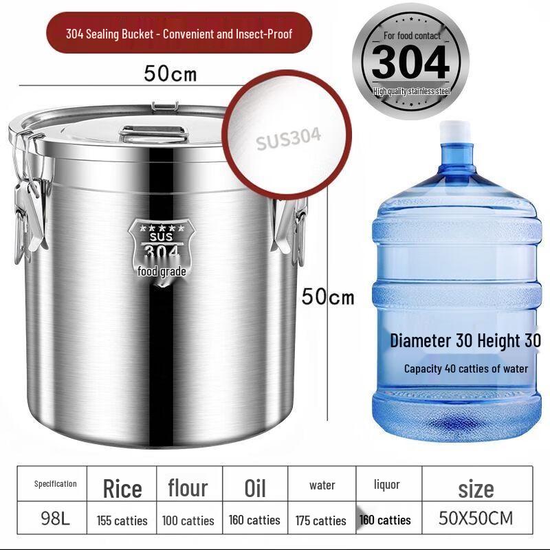 Герметичное Storage Bucket из нержавеющей стали 304, особо толстостенный