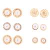 6Pairs/Set Rhinestone Crystal Pearl Earrings Ear Studs Earrings Elegant Jewelry