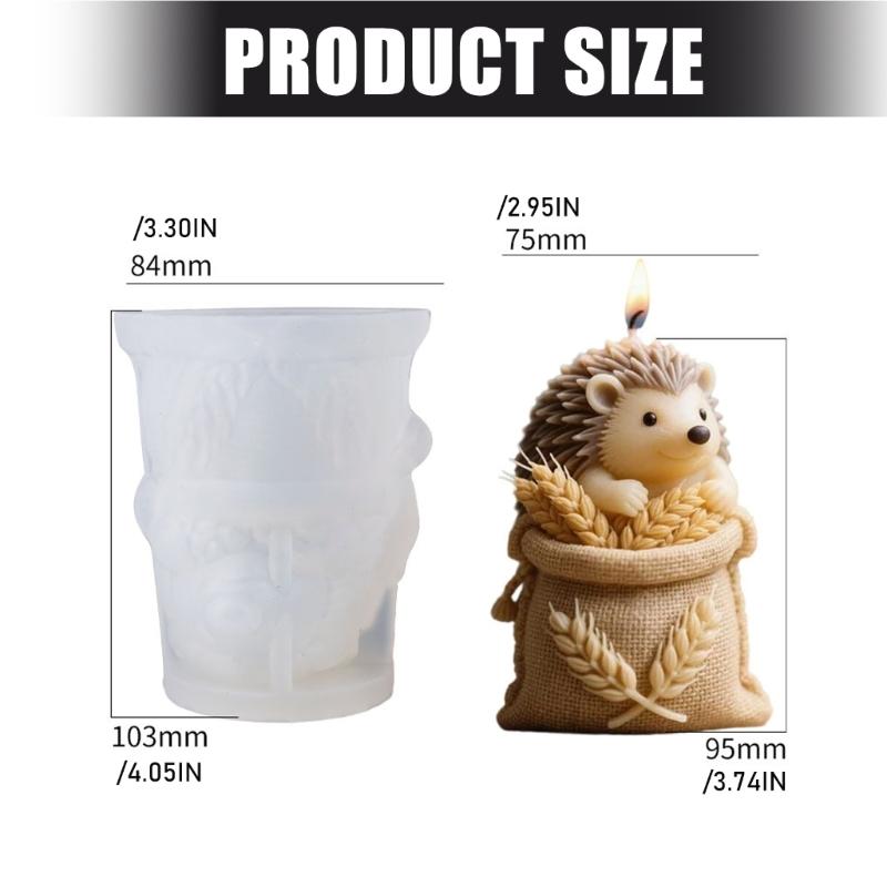 Reusable Silicone Mold for Making Scented Candle Soap Chocolate with Hedgehog and Wheat Bag Shape Durable Easy Releases
