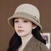 Wool Bucket Hat Women's Autumn and Winter Warm Elegant British Retro Basin Hat Fashion Winter Hat for Women, Ladies Winter Hats