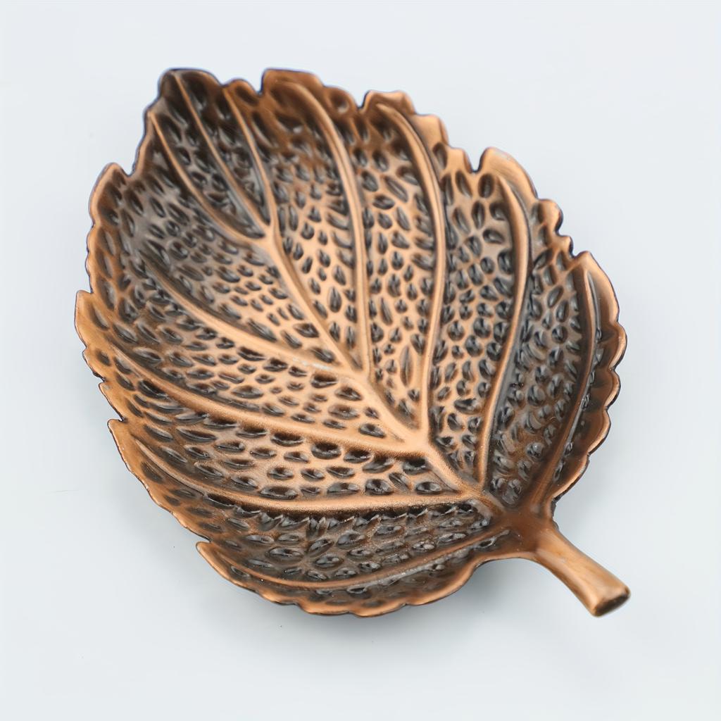 1PC Elegant Nordic Maple Leaf Coaster - Luxury Copper Metal, Durable and Waterproof, Ideal for Home Decor