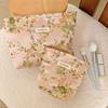 Polyester Canvas Flower Clutch Bag Flower Pattern Large Capacity Makeup Bag Portable Zipper Closure Travel Toiletry Bag