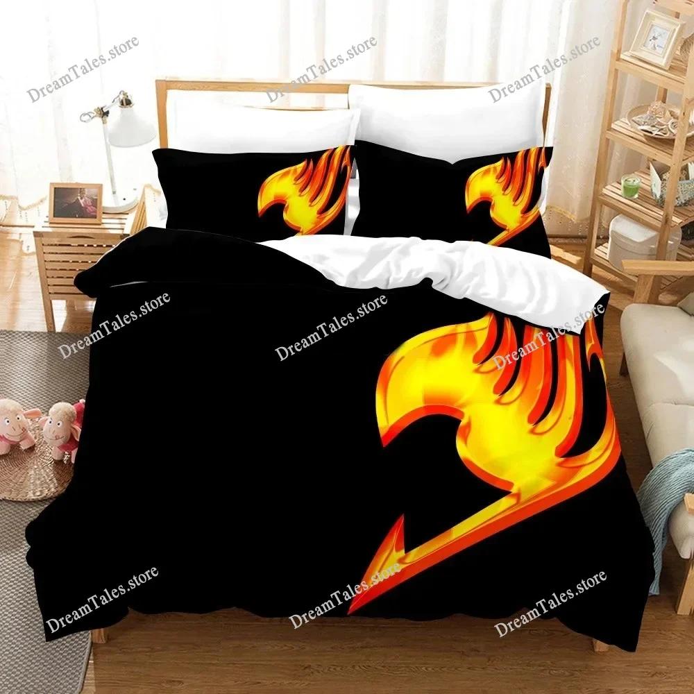 3D Printed Anime Fairy Tail Natsu Bedding Set Boys Girls Twin Queen Size Duvet Cover Pillowcase Bed Kids Adult Home Textile