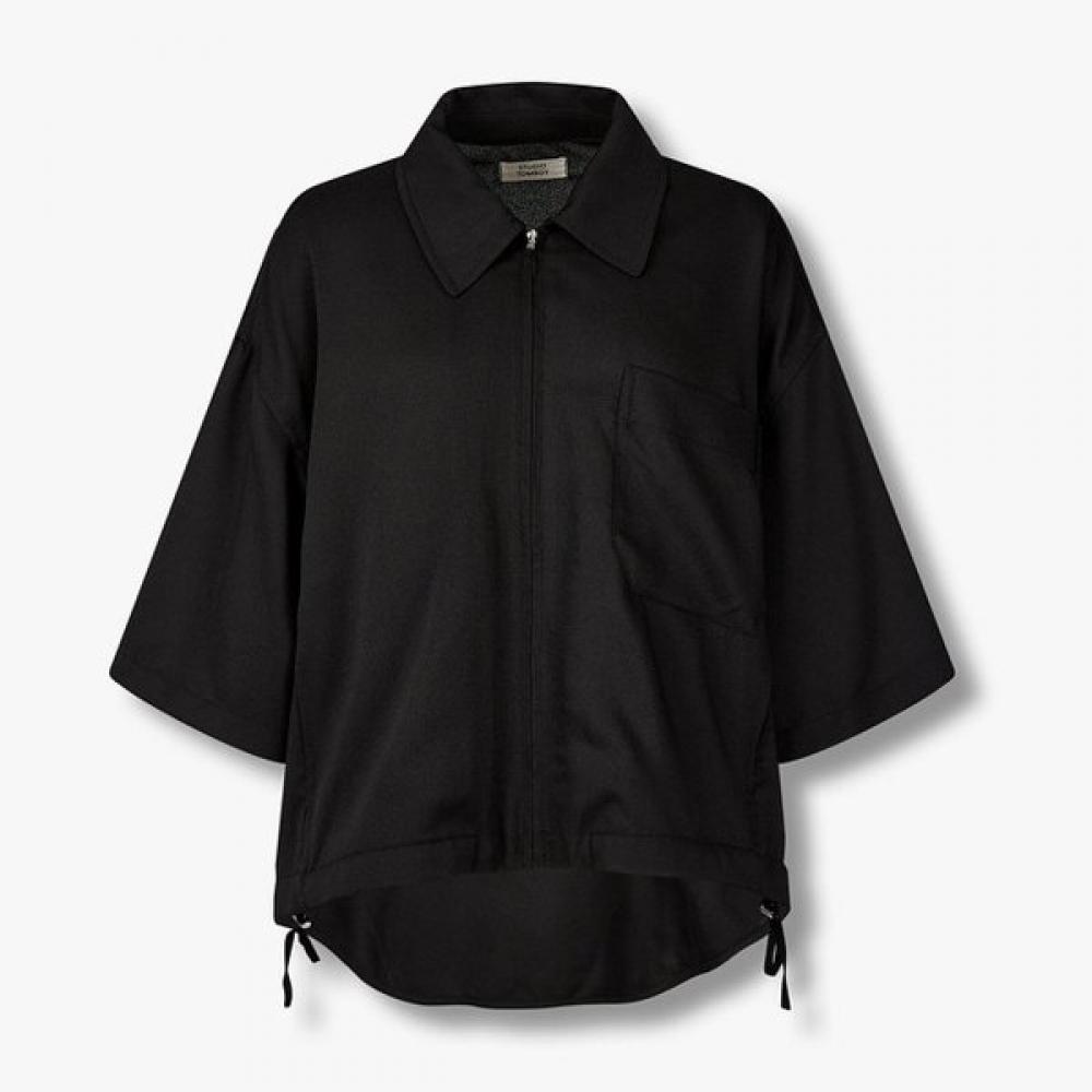 Studio Tomboy Zip Up Short Sleeve Jumper 9176313971 blacks/OS