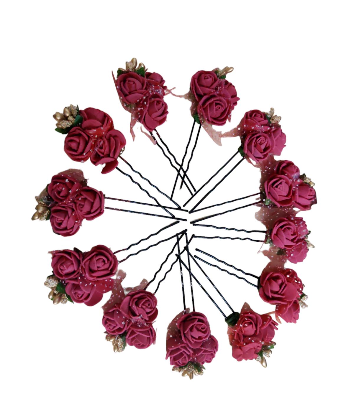 @ Эффектный Красный Цветок Розы Металлическая Заколка Jura Для Пучка Волос Набор из 12 шт. VD-752-60% СКИДКА