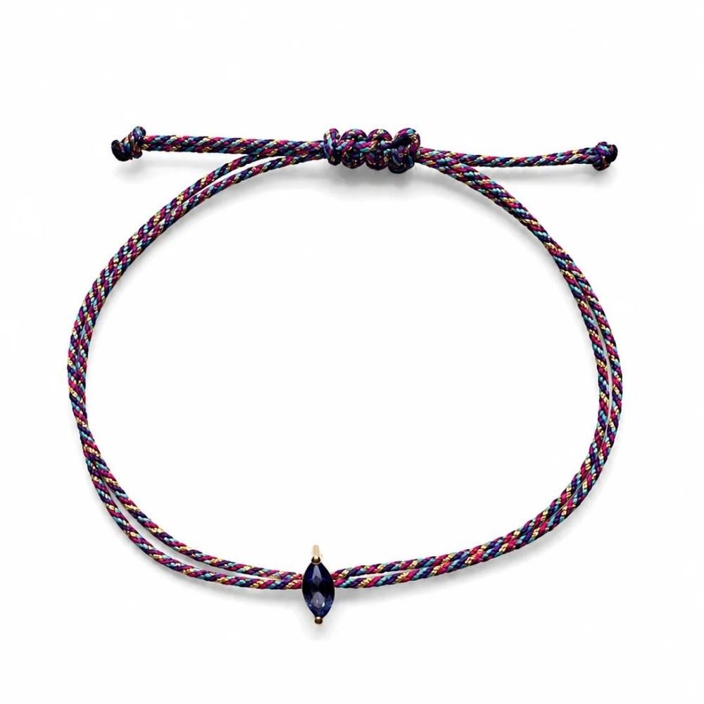 Crystal Gemstone Braided Rope Bracelet Multicolor Bohemian Bracelet Zircon Bracelet For Women