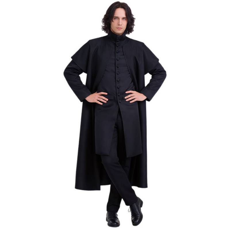 Harry Potter Severus Snape Cosplay Costume With Embroidered Cloak For Comic Con And Halloween