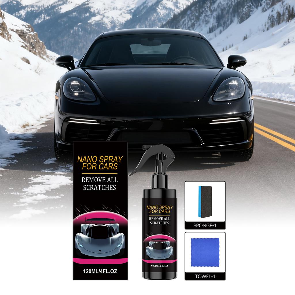 Car Nano Spray 120ml Scratch Remover Liquid with Spray Bottle and Cleaning Accessories for Automotive Surface Care and Protection