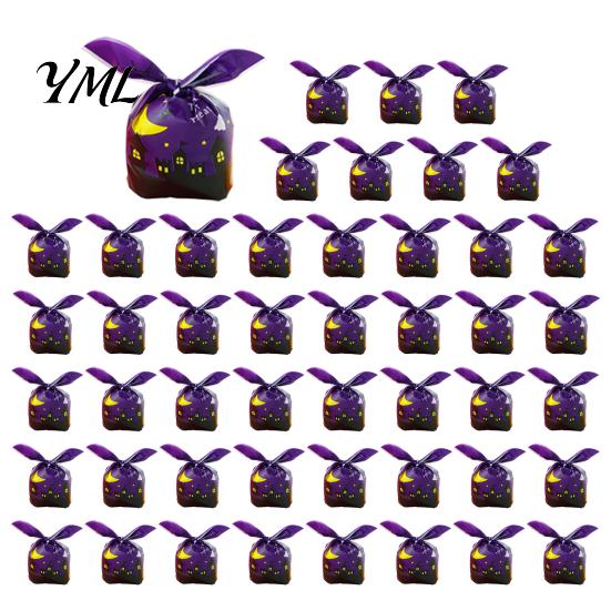 Clear Plastic Snack Pouches for Retail 48 Pcs Halloween Candy Bags, Kids Trick or Treat Goodie Cute Rabbit Portable Bags School Events Ear Small Gift