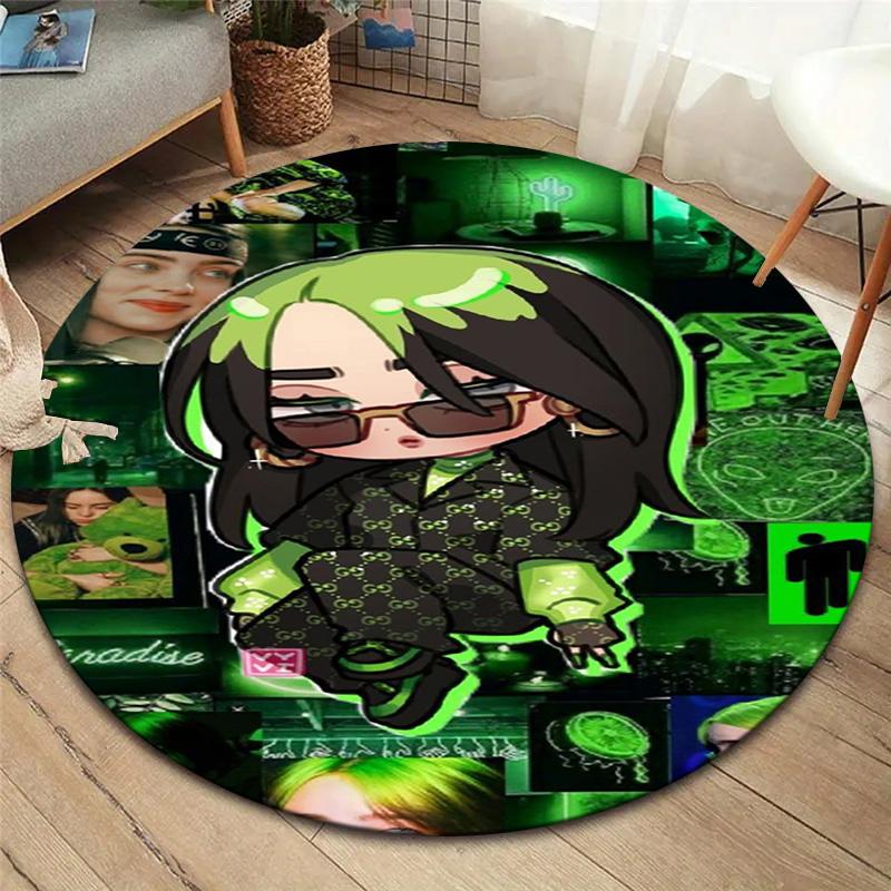 Billie Eilish Round Area Rug,Carpet Rug for Living Room Bedroom Sofa Playroom Decor,Non-slip Floor Mat