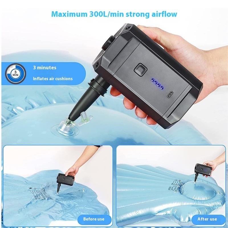 2 in 1 Portable Pump For Camping Equipment Fast Inflation Deflation Builtin Rechargeable Battery 5200mAh