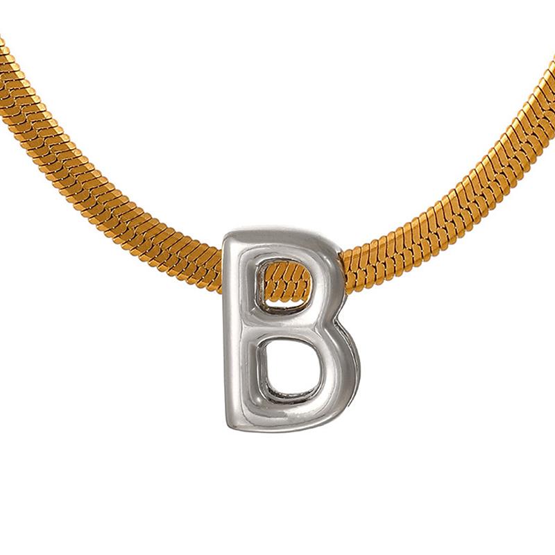 Titanium Steel Snake Bone Chain 26-Letter A-Z Initial Pendant Necklace Alphabet Choker Jewelry Holiday Gift For Women