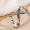 Offener Ring für Damen, verstellbar, Edelstahl, unregelmäßige Linienform, poliert, einfarbig, glatt, rostfrei, für den Alltag, Party, Abschlussball, Fingerschmuck
