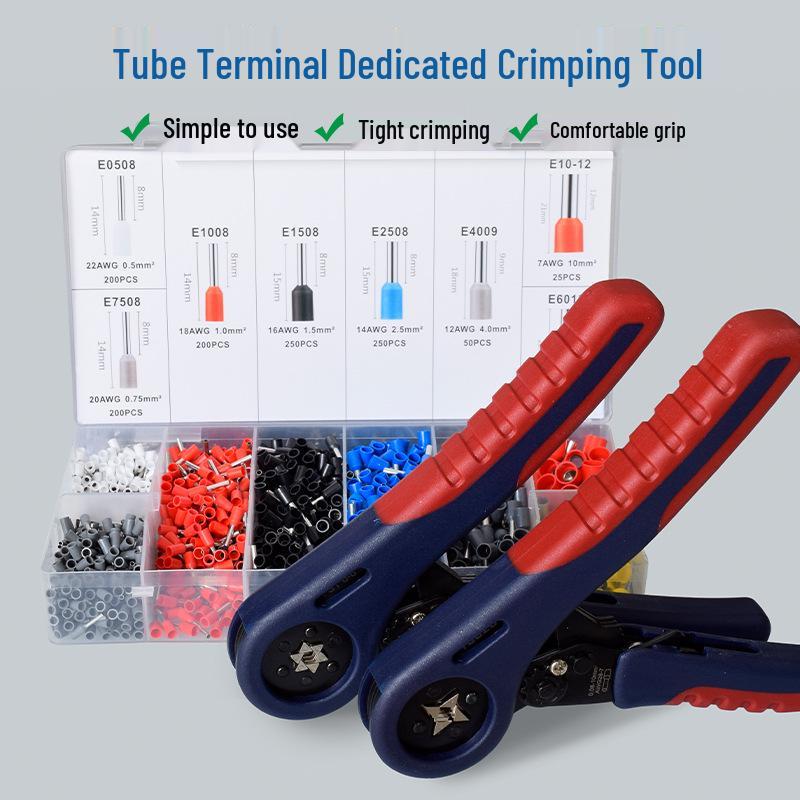 European Style Pin Terminal Crimping Pliers - Cold Crimping Hardware Tool for Small Tubes