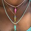 Collar de Esmalte Color Acero Inoxidable Unisex Pez Koi Bloque de Color Cuerda Trenzada Colgante Collar Moda Resistente al Color Joyería de Vacaciones