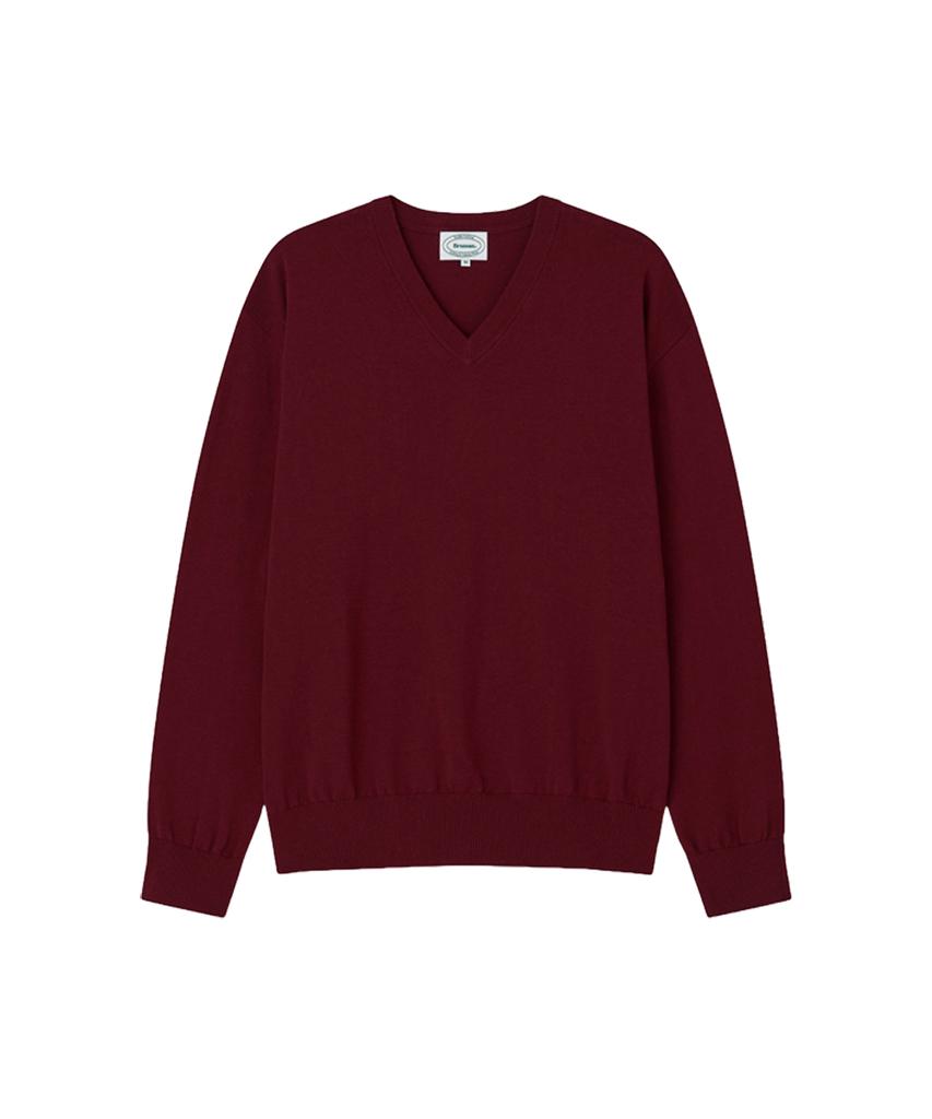 Beulumeon Cotton V-Neck Knit (Burgundy)