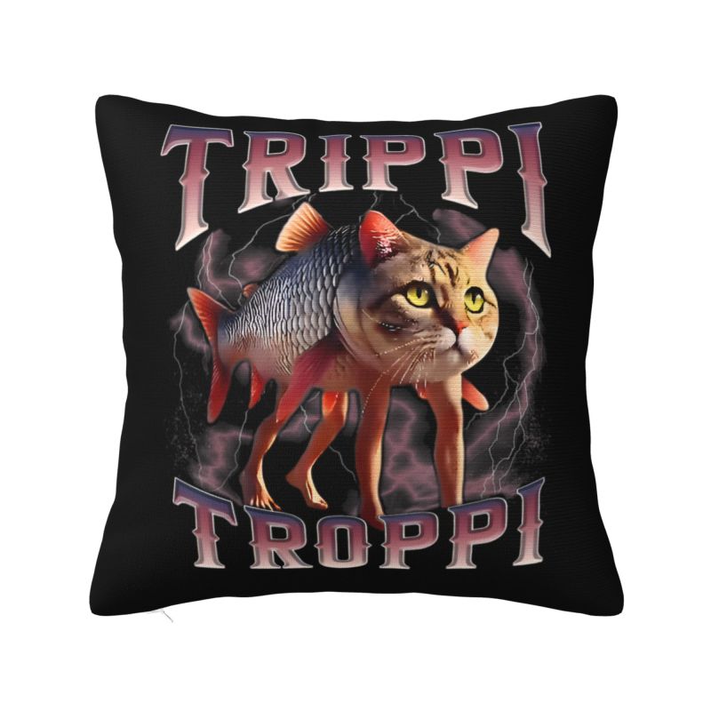 Italian Brainrot Cappuccino Assassino Throw Pillow Case Home Decorative Cushions Cover For Sofa Car Square Polyester Pillowcase