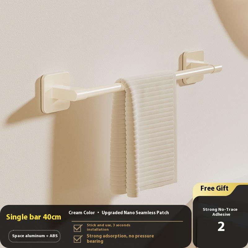 Two Layer Punch-Free Towels Holder Bar Bathroom Storage Rack Towel Rack Organizer Wall-Mounted Towel Shelf