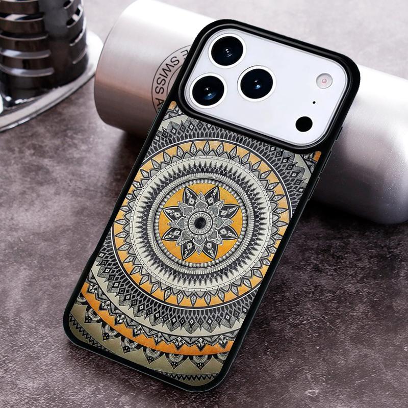 Mandala Flower Totem Phone Case for iPhone 17 16 15 Pro Max Air 14 13 12 11 Plus Shockproof Capa Cover