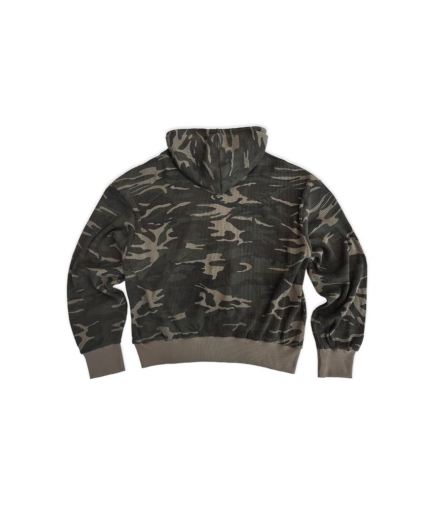 UNUSEDLAB Camo Embroidered Zip-Up Hoodie [Khaki]