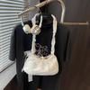 Tote Bag Lace Shoulder Bag With Ribbon Large Capacity Bag Storage Bag Simple Canvas Handbag  Work