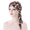 European-American Floral Print Two-Tail Curved Muslim Headscarf Pullover Hat