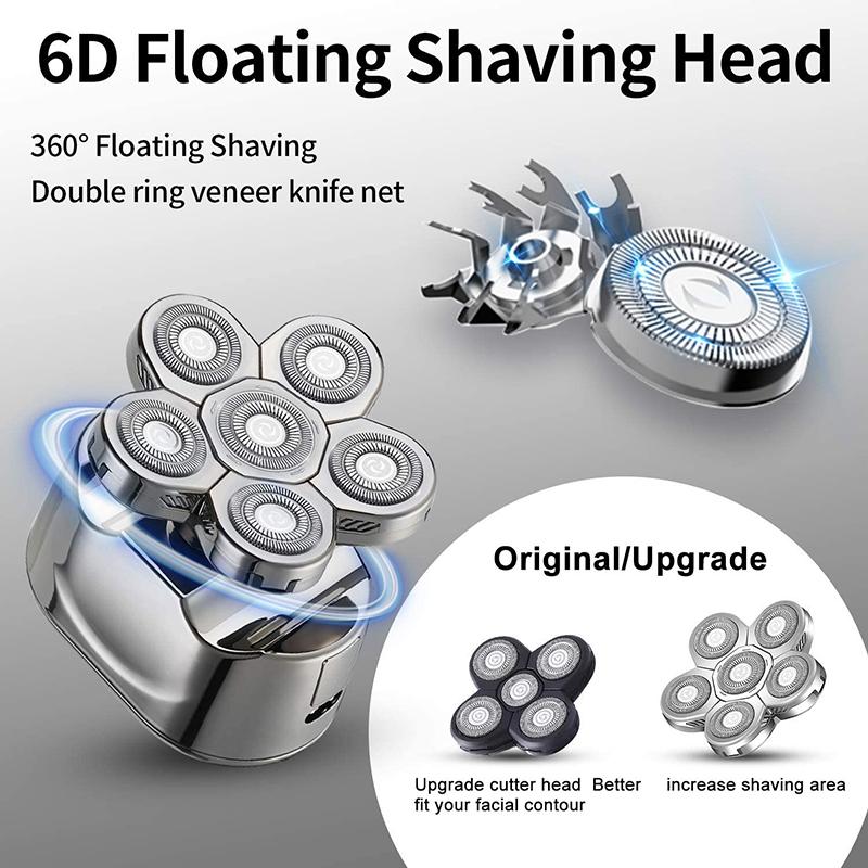 6 IN 1 6 Blades Electric Shaver Men Hair Beard Trimmer Rechargeable Electric Razor Men Face Shaving Machine Grooming Kit