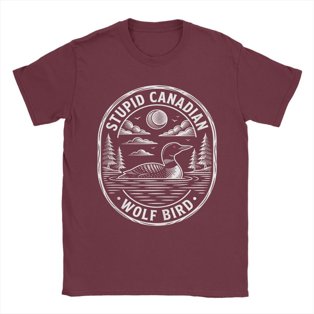 Vintage Stupid Canadian Wolf Bird Cute Loon Sarcastic Animal T Shirt Unisexs Cotton Novelty TShirt Tees Short Sleeve Clothes