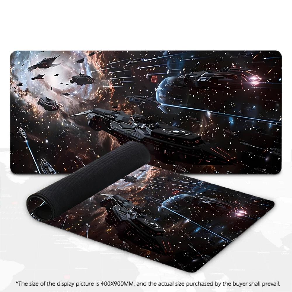 Space War Battleship Large Gaming Mouse Pad XXL Galaxy Starry Sky Desk Mat Non-Slip Rubber Keyboard Mat PC Gamer Office Desk Pad