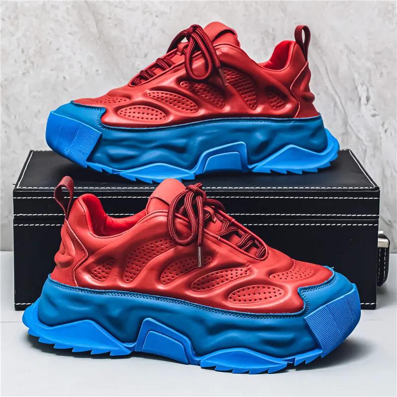 Pantofi de sport gros, mărime mare 45 46, bărbați, pantofi sport de designer, modă, ocazional, piele, respirabil, pantofi cu platformă plată.