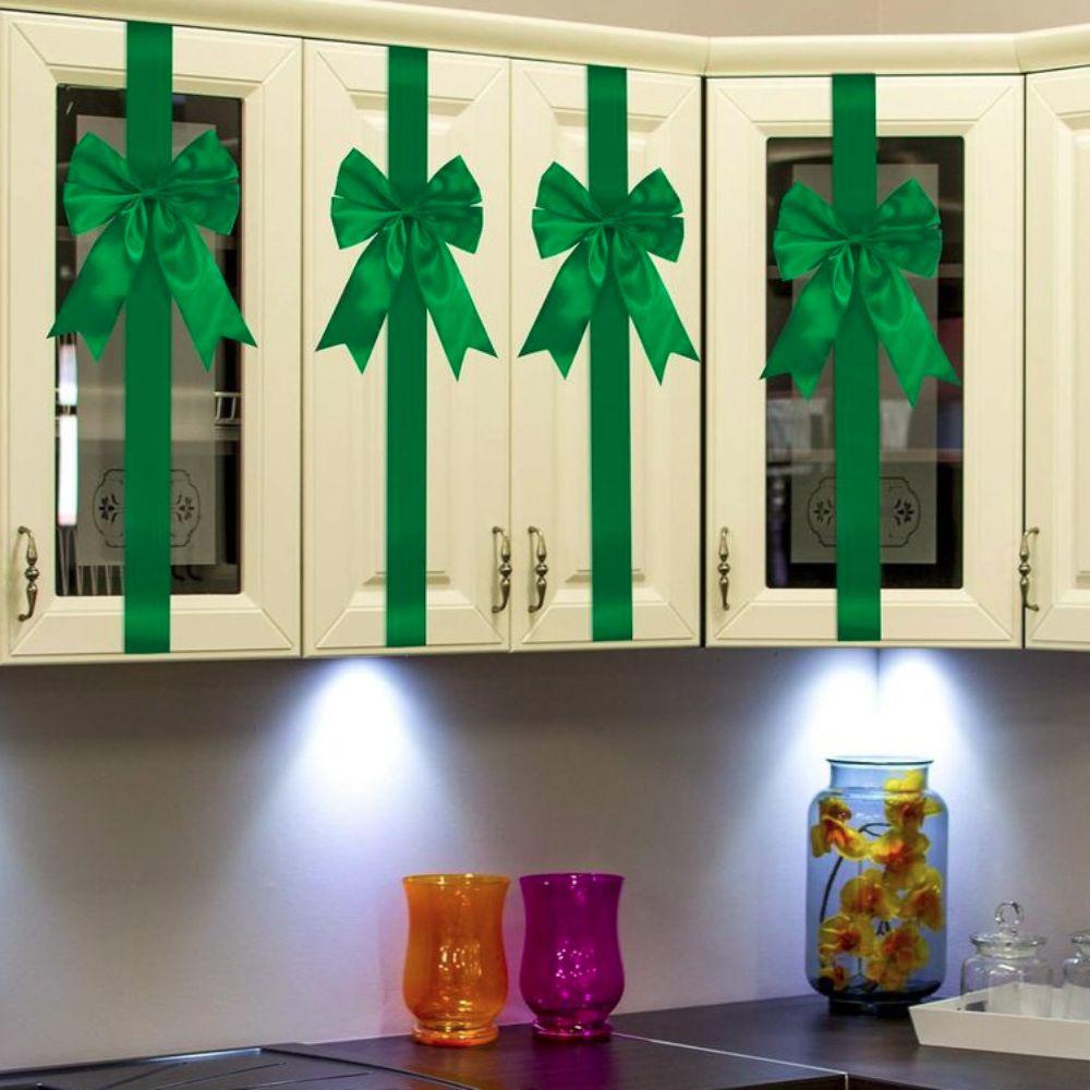 Large Size Christmas Cabinet Door Ribbon Bow Green/Red Window Bow Gift Wrapping Bow Wedding