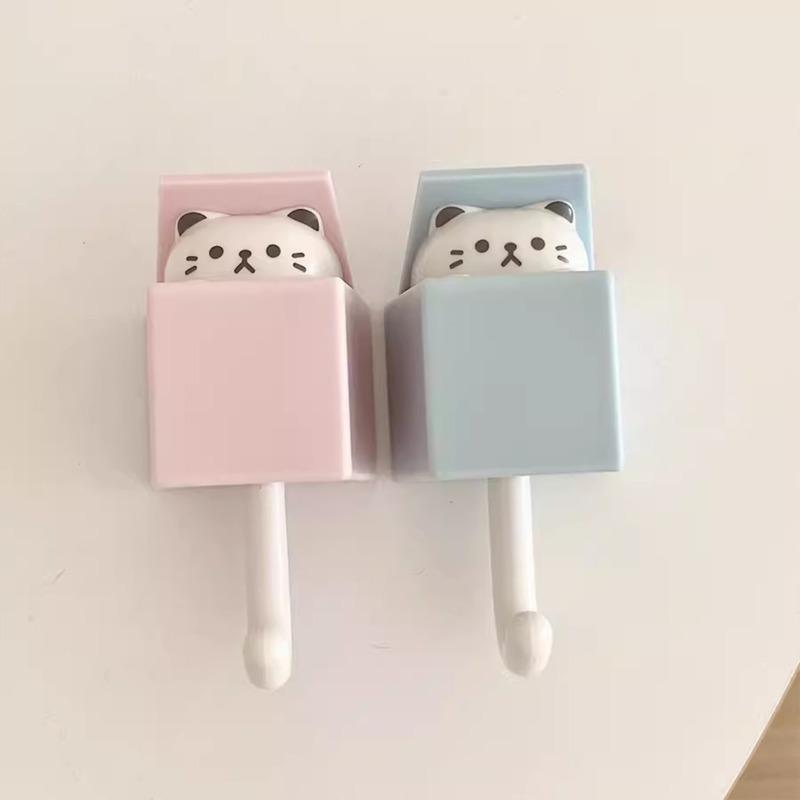 1Pc Cartoon Cute Cat Hook Powerful and Seamless Creative Hook High Value Bedroom Hall Telescopic Hook