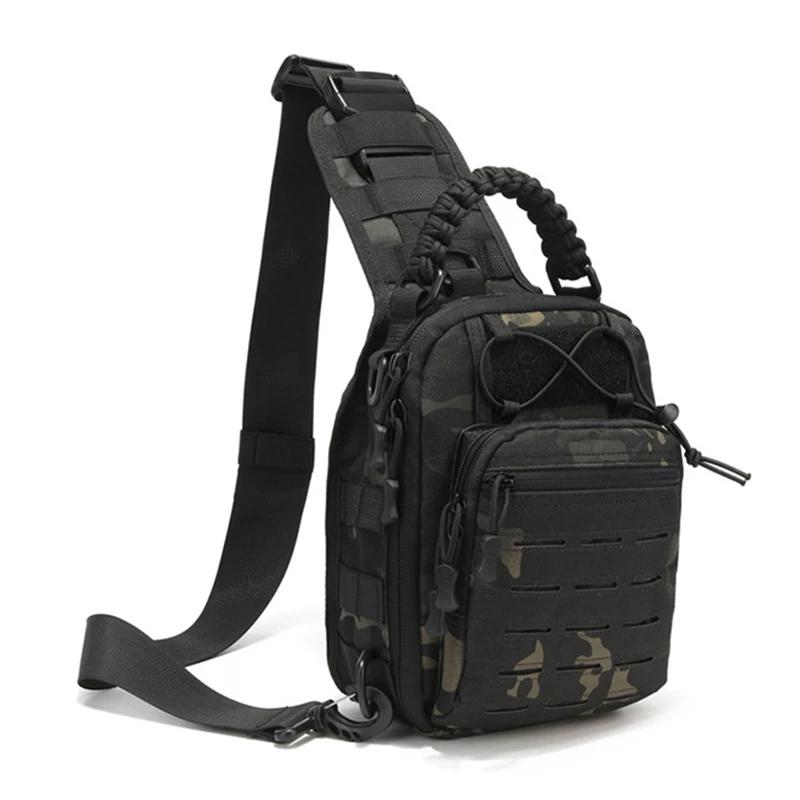 Men's Outdoor Chest Bag Camouflage Shoulder Bag Single Shoulder Backpack 900D Oxford Mountaineering Camping Fishing Hiking Molle