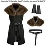 Medieval Knight Costume With Faux Fur Collar For Cosplay And Halloween Role Play